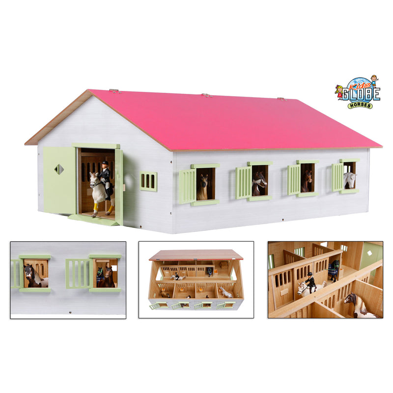 Afbeelding laden in galerijviewer, Kids globe paardenstal roze met 7 boxen, 1:24
