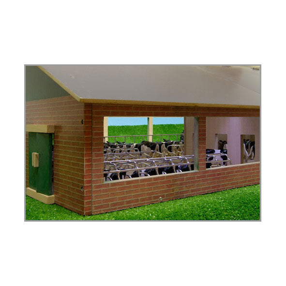 Afbeelding laden in galerijviewer, Kids globe ligboxenstal hout met melkunit 1:32