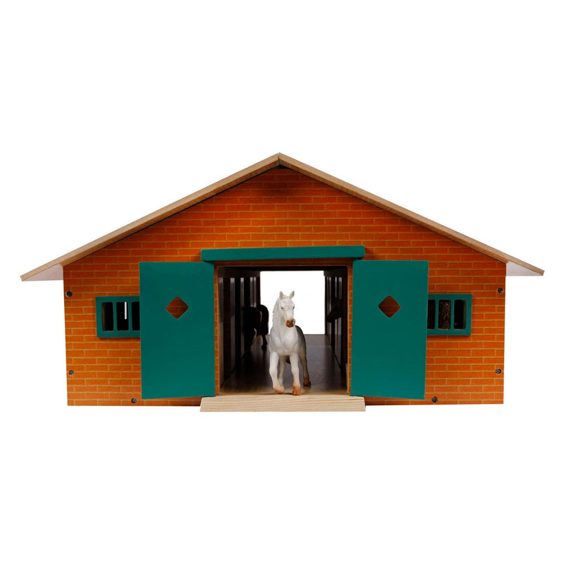 Afbeelding laden in galerijviewer, Kids globe paardenstal hout met 9 paardenboxen 1:32