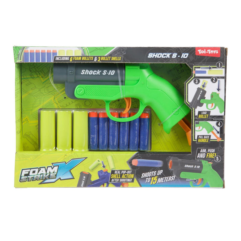 Afbeelding laden in galerijviewer, Toi-toys foam strikex pistool -shot s-10- met hulzen 2ass