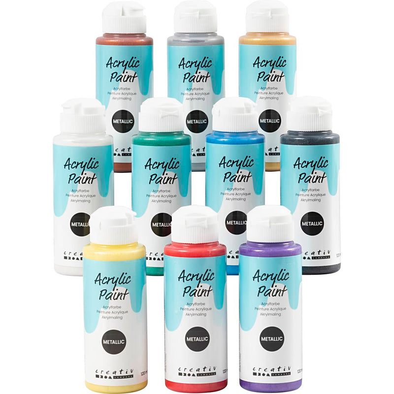 Load image into Gallery viewer, Https: www.cchobby.nl acrylverf-metallic-metallic-diverse-kleuren-10x120-ml-1-doos