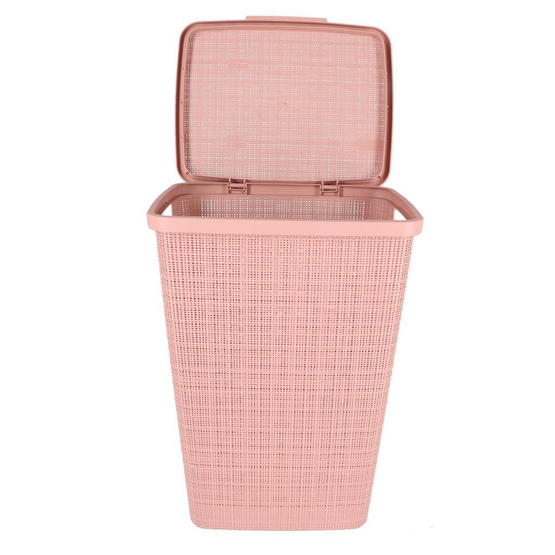 Load image into Gallery viewer, Curver wasmand met deksel jute-look 58l roze