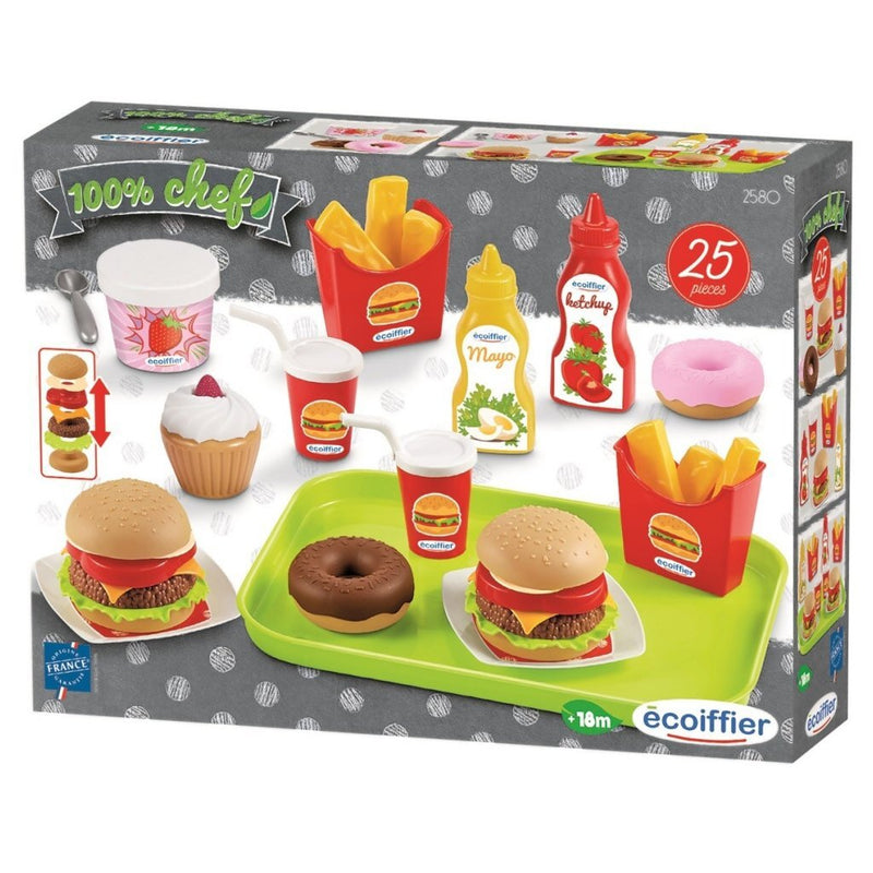Load image into Gallery viewer, Ecoiffier voedsel en snackset + dienblad 25-delig