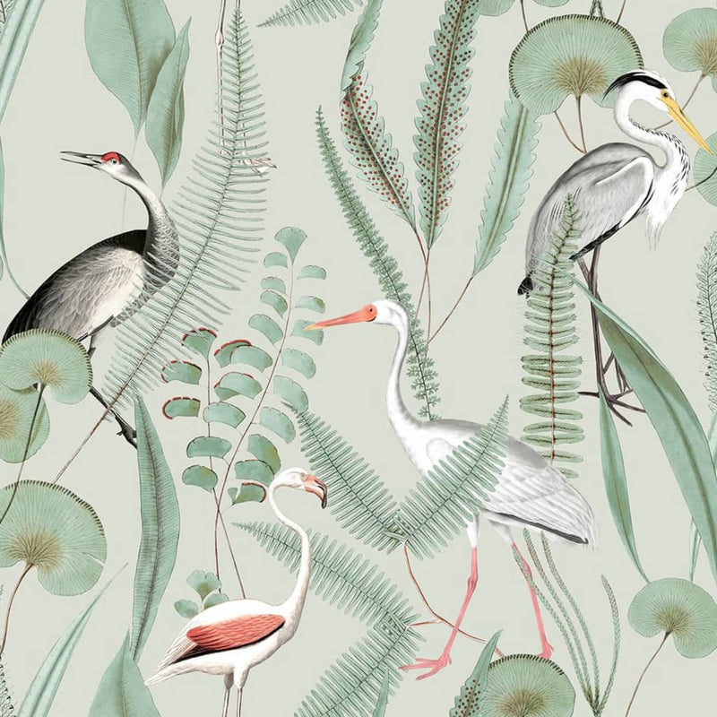 Load image into Gallery viewer, Dutch wallcoverings behang flamingo mintkleurig