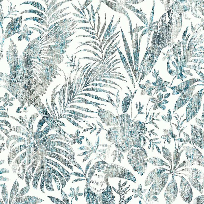 Load image into Gallery viewer, DUTCH WALLCOVERINGS DUTCH WALLCOVERINGS Behang bladeren en toekan blauw