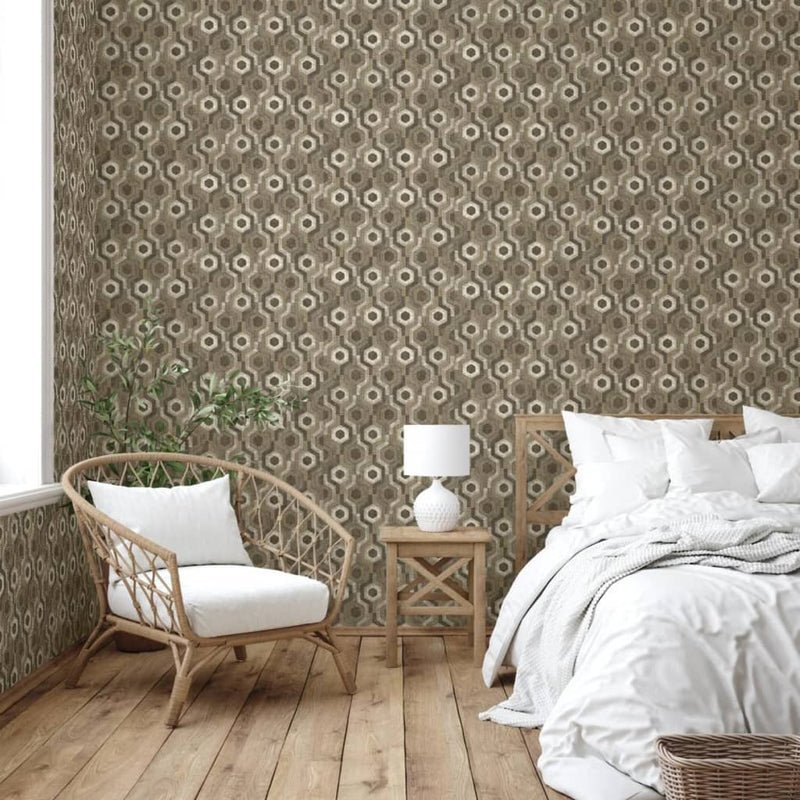 Load image into Gallery viewer, Dutch wallcoverings behang galactic bruin en wit