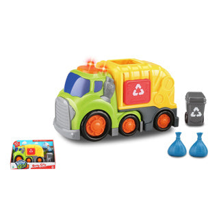 Load image into Gallery viewer, Kiddygo vuilniswagen met licht en geluid 19,5 cm