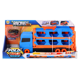 Afbeelding laden in galerijviewer, No brand pop-up auto transporter met 2 metal auto's | 2 stuks