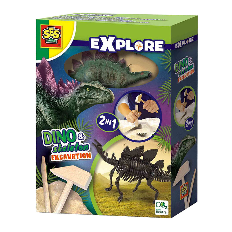 Load image into Gallery viewer, Ses creative ses explore dino en skelet opgraven 2in1- stegosaurus