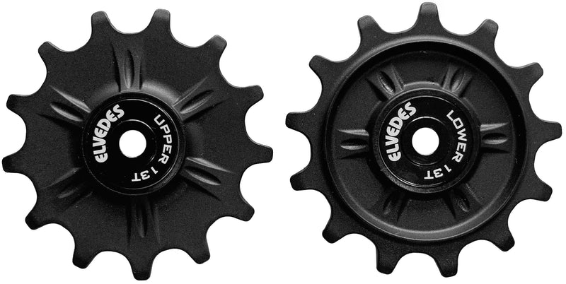 Load image into Gallery viewer, Elvedes set derailleurwieltjes 2x13T 12V afgedicht zwart