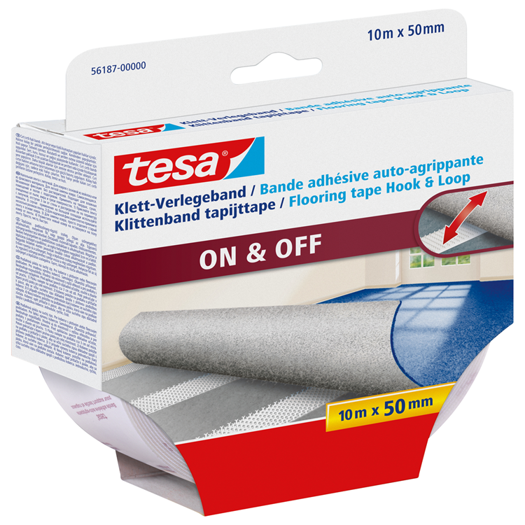 Afbeelding laden in galerijviewer, Tesa 1070381 - on off tape klittenband voor tapijten 10m x 50mm | 3 stuks