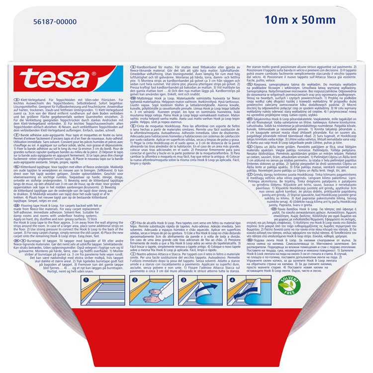 Afbeelding laden in galerijviewer, Tesa 1070381 - on off tape klittenband voor tapijten 10m x 50mm | 3 stuks