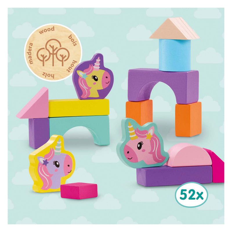 Load image into Gallery viewer, Ses houten bouwblokken eenhoorn, 52st.