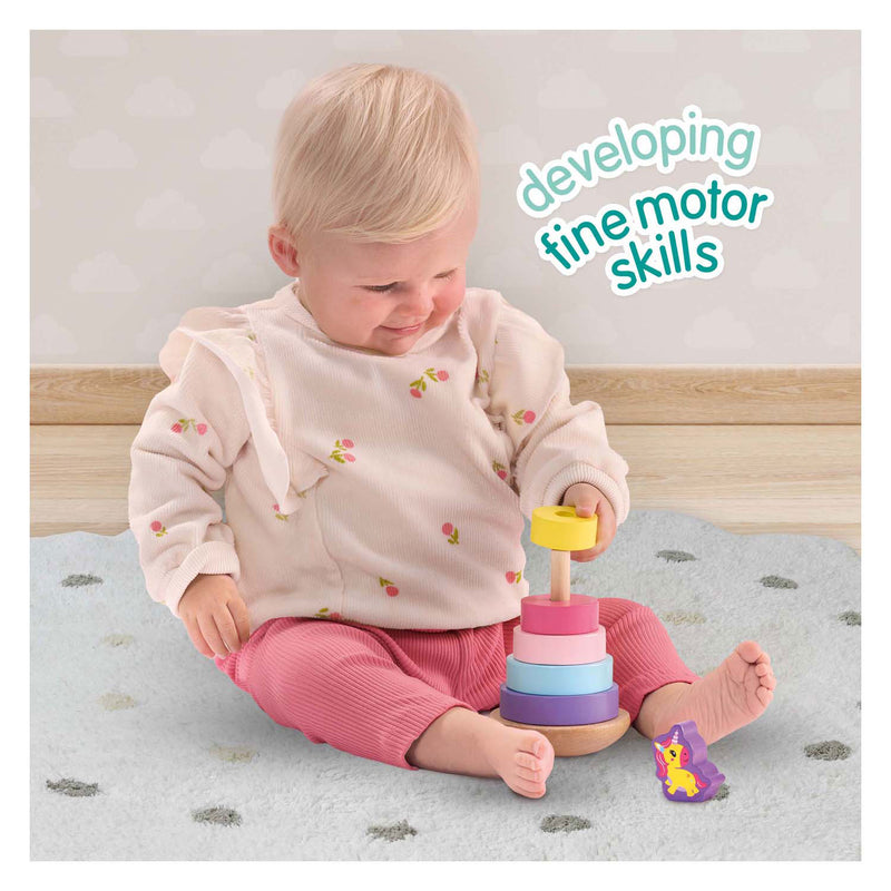 Load image into Gallery viewer, Ses houten stapeltoren eenhoorn