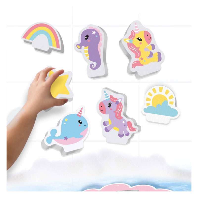 Afbeelding laden in galerijviewer, Ses creative - tiny talents - eenhoorn bad eiland - foam eenhoorns - drijvend badspeelgoed - stimuleert fantasie - creatief spelen - baby badspeelgoed - eenhoorn speelgoed