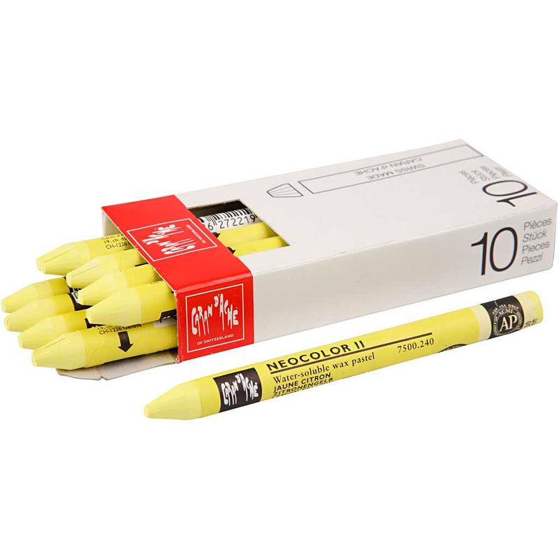 Afbeelding laden in galerijviewer, Http: www.cchobby.nl caran-d-ache-neocolor-ii-l-10-cm-dikte-8-5-mm-lemon-yellow-240-10-stuk-1-doos