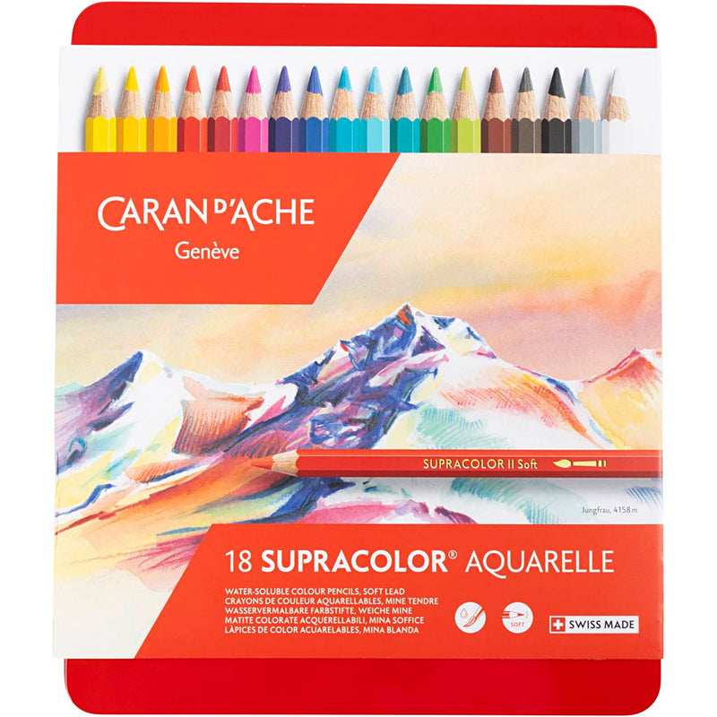 Laden Sie das Bild in Galerie -Viewer, Https: www.cchobby.nl caran-d-ache-supracolor-ii-aquarelpotloden-l-17-cm-vulling-3-8-mm-diverse-kleuren-18-stuk-1-doos