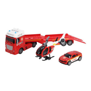 Chargez l'image dans la visionneuse de la galerie, Rapid wheels autotransporter brandweer + auto en helikopter + licht en geluid