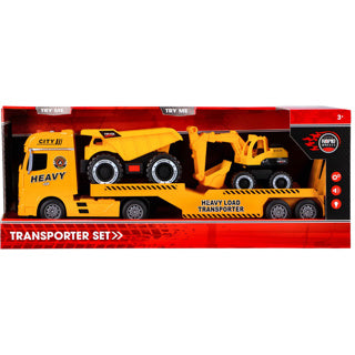 Afbeelding laden in galerijviewer, Rapid wheels autotransporter + 2 bouwvoertuigen + licht en geluid