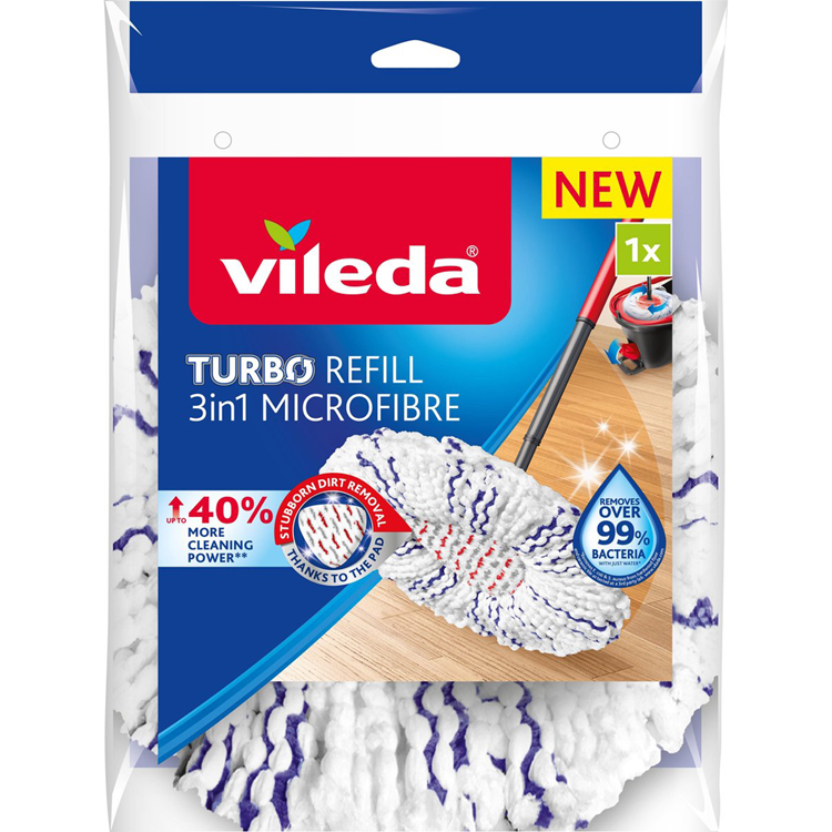 Afbeelding laden in galerijviewer, Vileda turbo deep clean vervanging - 1 per verpakking - geschikt voor alle centrifugesystemen van - +40% extra reinigingsvermogen - voor harde vloeren
