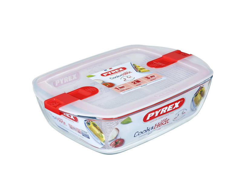 Load image into Gallery viewer, Pyrex schaal met deksel 2,5l 28x20x8cm