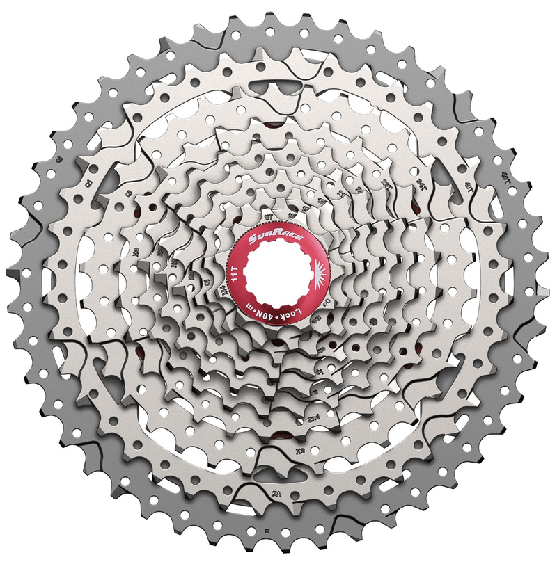 Load image into Gallery viewer, SunRace csmx3 10 speed cassette 11-42t. zilver metallic