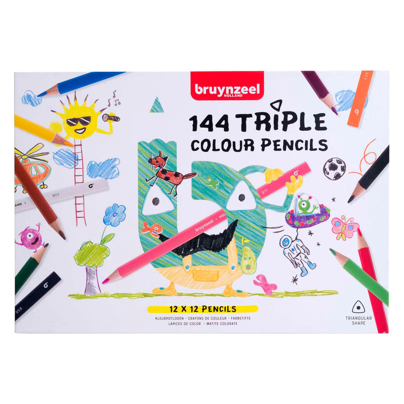 Load image into Gallery viewer, Bruynzeel triple kleurpotlodenset, 12x12 kleuren