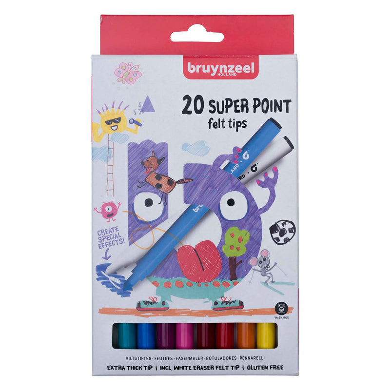 Load image into Gallery viewer, Bruynzeel kids super point viltstiften set, 20 kleuren
