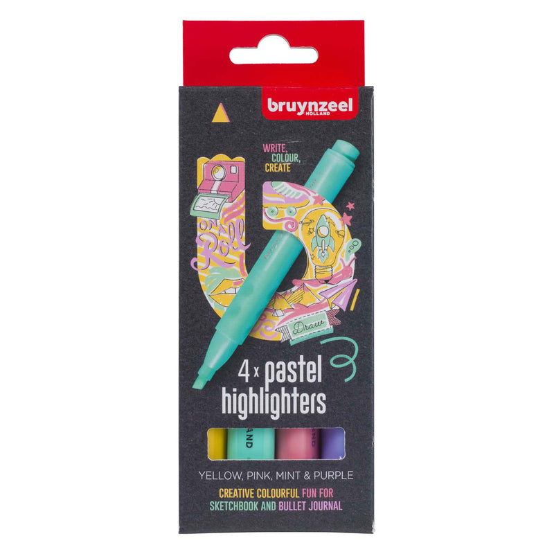 Afbeelding laden in galerijviewer, Bruynzeel markeerstiften set pastel 4 kleuren