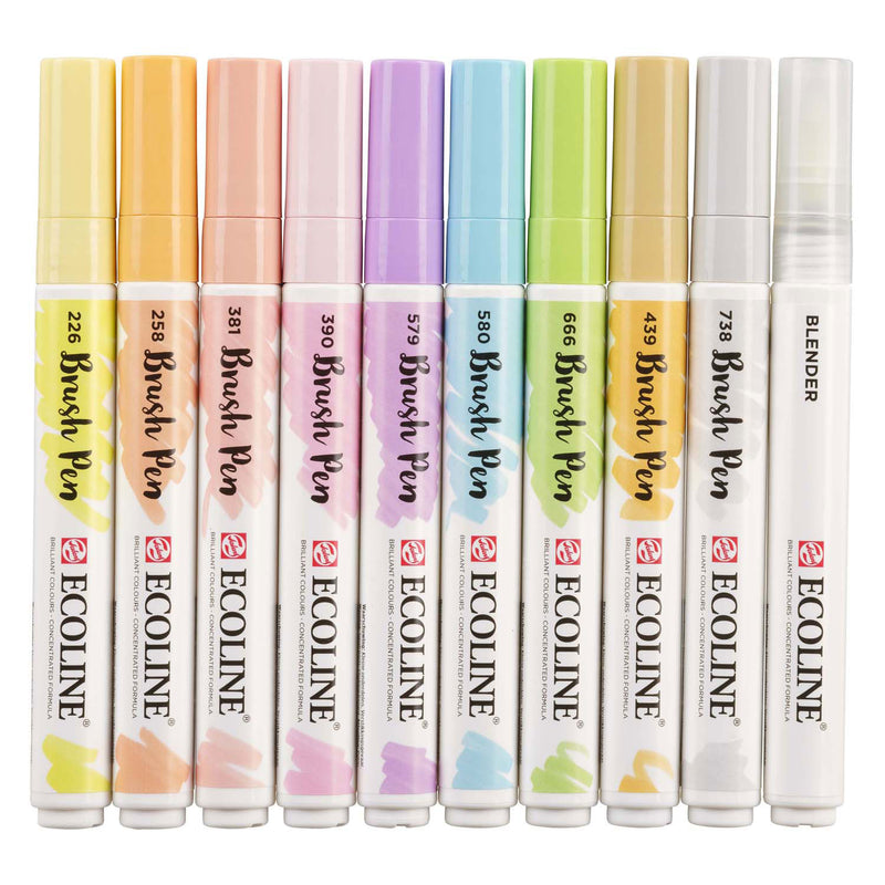 Load image into Gallery viewer, Bruynzeel ecoline brush pen set pastel, 10 kleuren