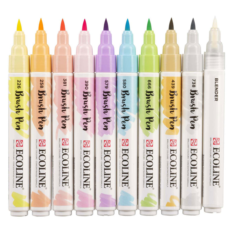 Load image into Gallery viewer, Bruynzeel ecoline brush pen set pastel, 10 kleuren