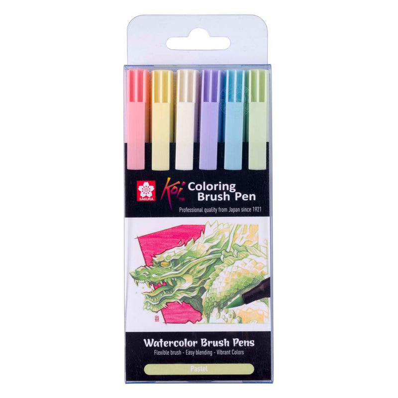 Afbeelding laden in galerijviewer, Sakura koi colouring brush pen set pastel, 6 kleuren