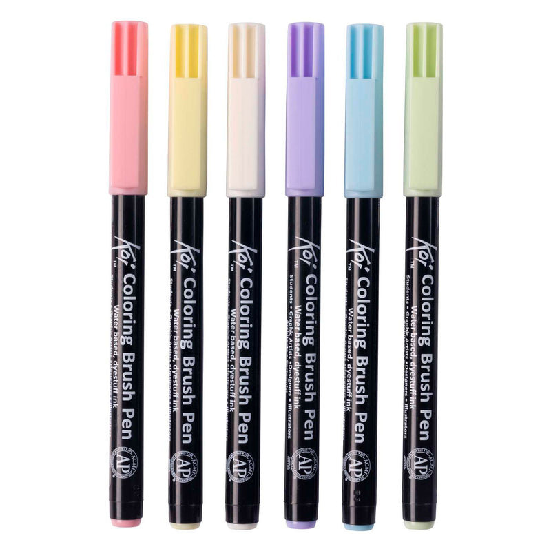 Load image into Gallery viewer, Sakura koi colouring brush pen set pastel, 6 kleuren
