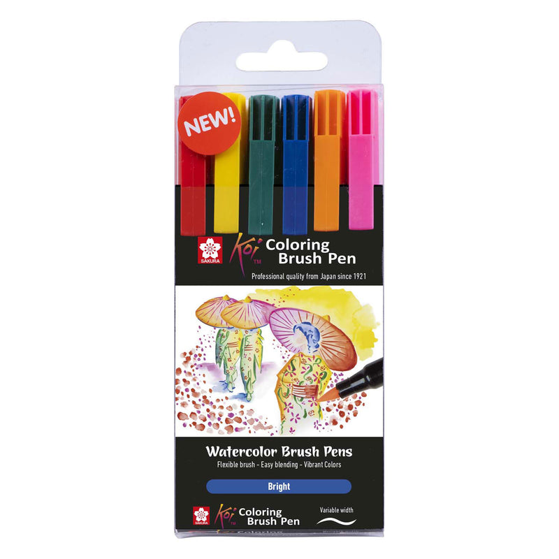 Afbeelding laden in galerijviewer, Sakura koi coloring brush pen set bright | 6 kleuren