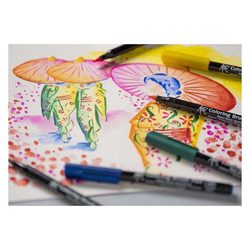 Afbeelding laden in galerijviewer, Sakura koi coloring brush pen set bright | 6 kleuren