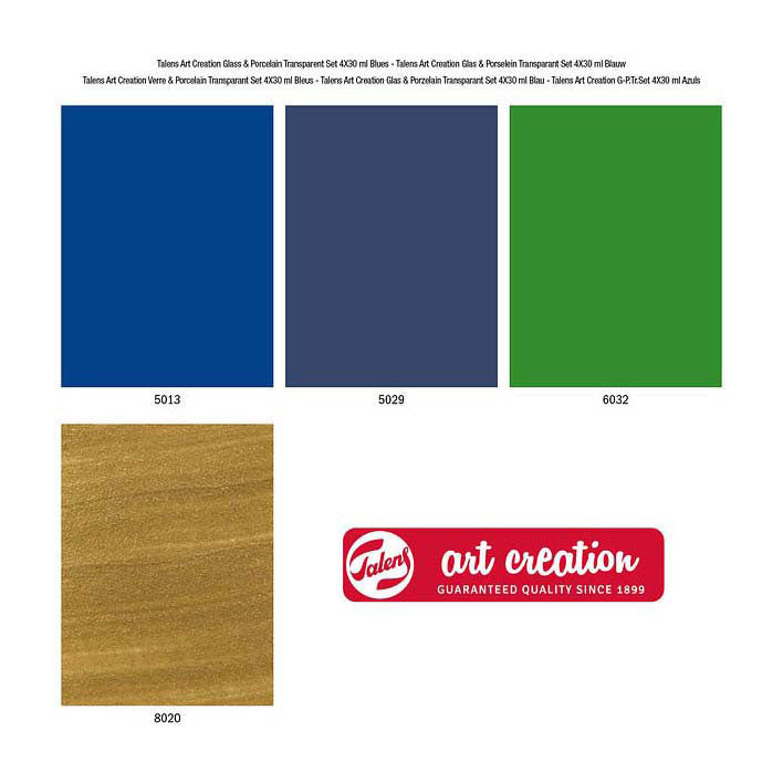 Afbeelding laden in galerijviewer, Talens art creation glas porselein transparant set 4 x 30 ml blauw