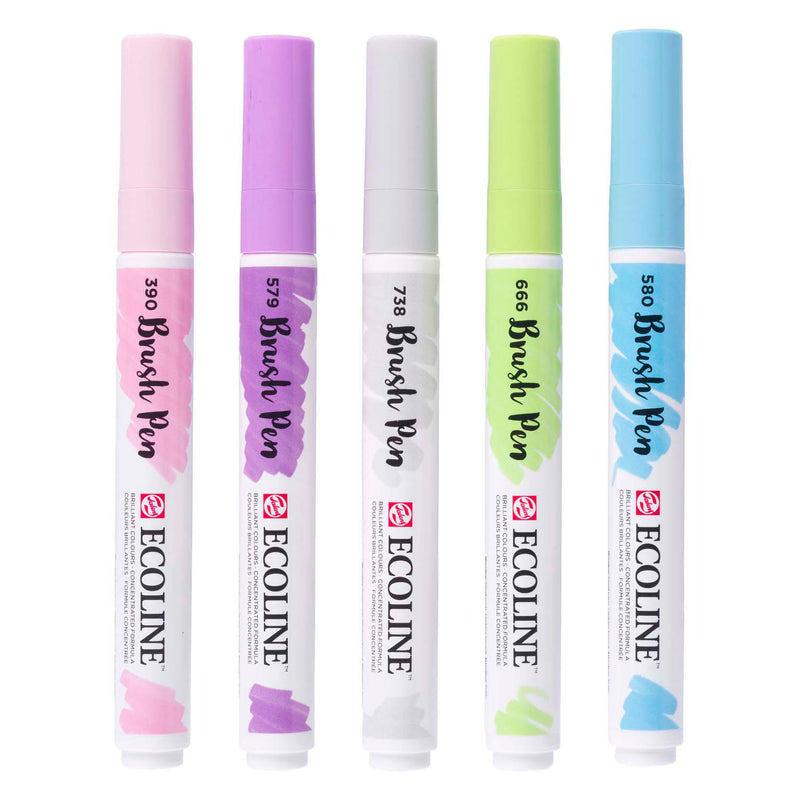 Load image into Gallery viewer, Ecoline brush pen set pastel, 5 kleuren
