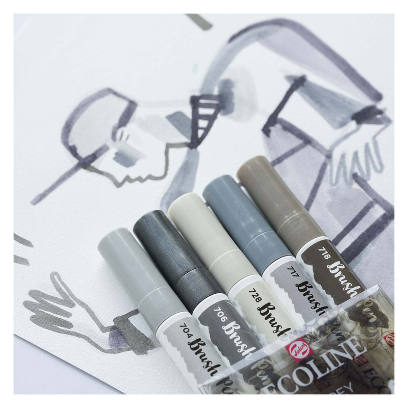 Afbeelding laden in galerijviewer, Ecoline brush pen set schaduw| 5 colours