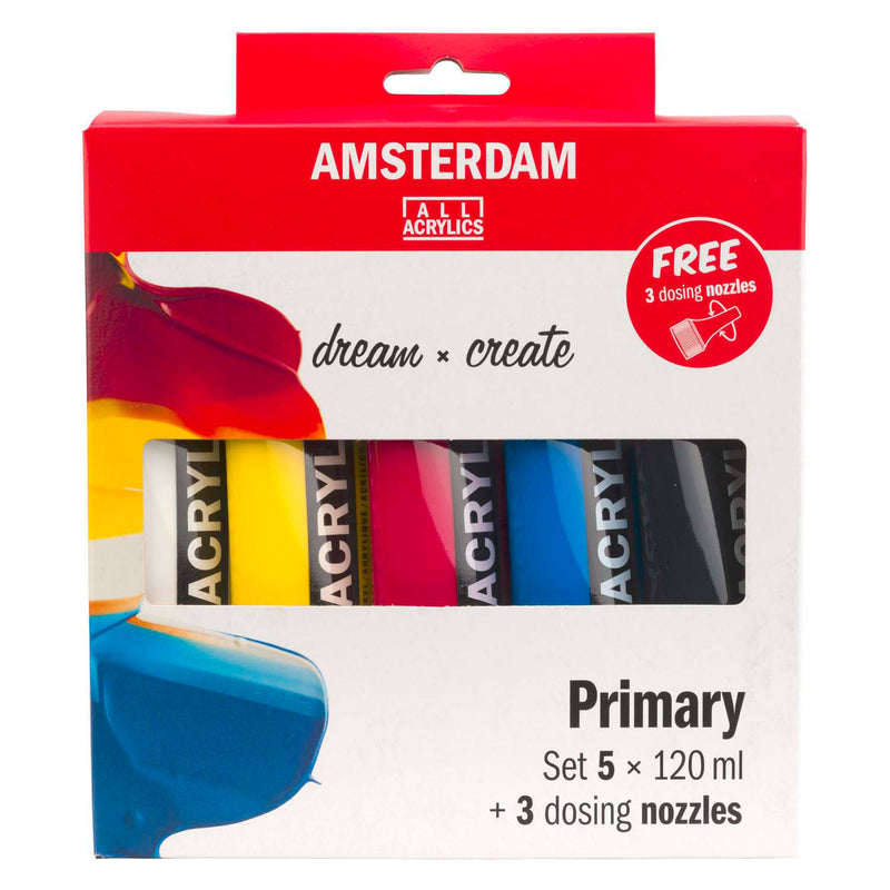 Afbeelding laden in galerijviewer, Amsterdam standard series acrylverf primaire set | 5 x 120 ml + 3 doseertuiten