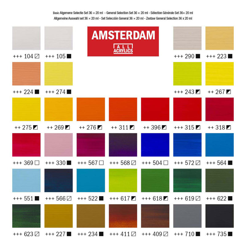 Afbeelding laden in galerijviewer, Amsterdam standard series acrylverf algemene selectie set | 36 × 20 ml
