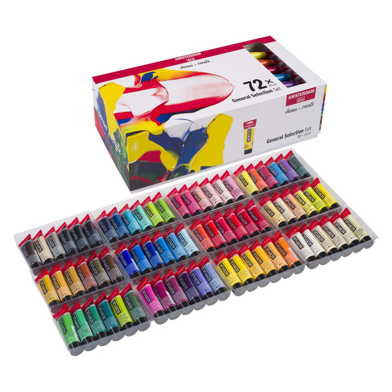 Afbeelding laden in galerijviewer, Bruynzeel amsterdam standard series acrylverf algemene selectie set 20ml, 72dlg.