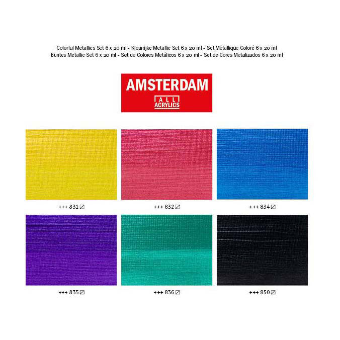 Afbeelding laden in galerijviewer, Royal talens amsterdam standard series acrylverf kleurrijke metallic set | 6 x 20 ml