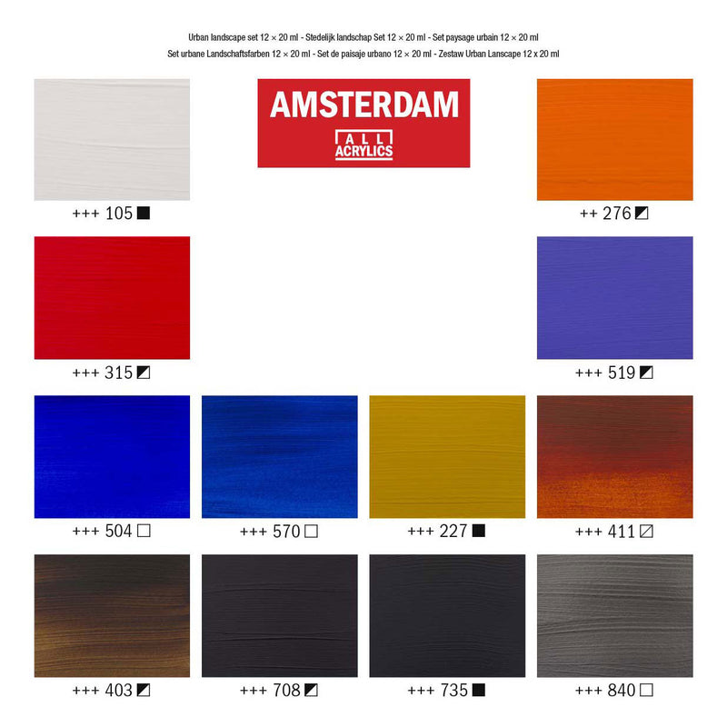 Load image into Gallery viewer, Bruynzeel amsterdam standard series acrylverf urban landschap set 20ml, 12dlg.