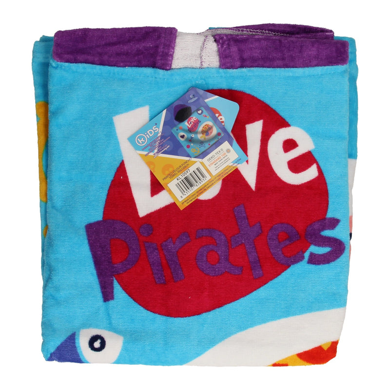 Load image into Gallery viewer, Kids licensing handdoek poncho piraatjes, 60x120cm
