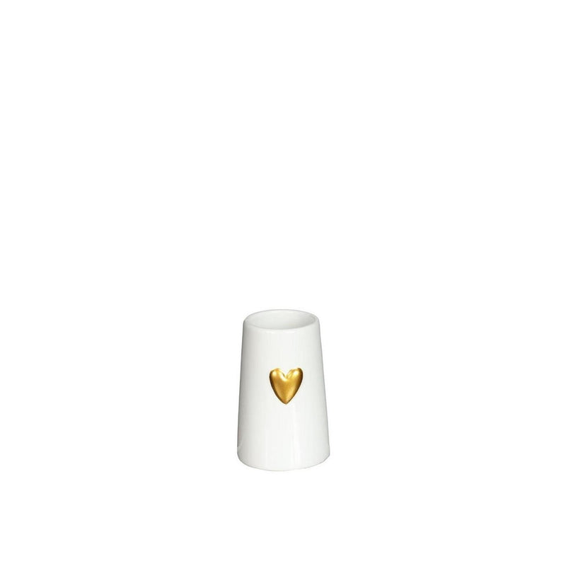 Afbeelding laden in galerijviewer, Ideas 4 seasons vaas wit met goudenhart ã˜6 h.9 cm keramiek