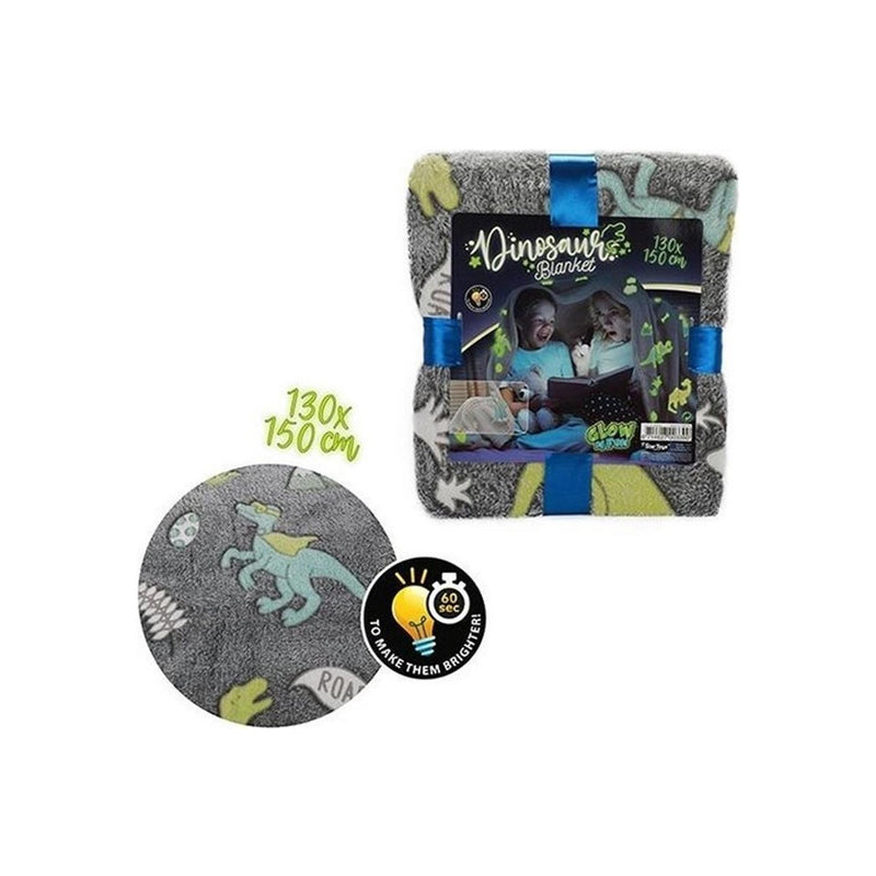 Afbeelding laden in galerijviewer, Toi-toys star toys glow in the dark dino deken 150x130 cm