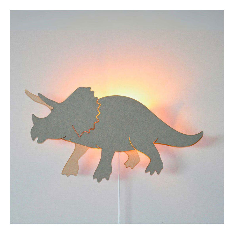Load image into Gallery viewer, Van tjalle en jasper - dino wandlamp triceratops - hout