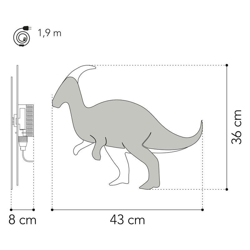 Load image into Gallery viewer, Van tjalle en jasper - dino wandlamp parasaurolopus - hout