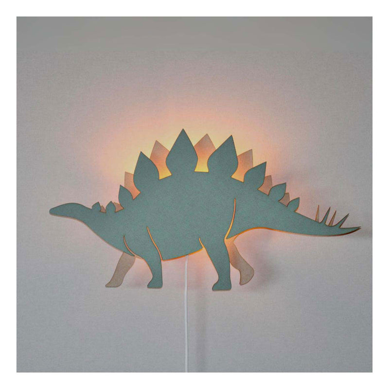 Load image into Gallery viewer, Van tjalle en jasper - dino wandlamp stegosaurus - hout