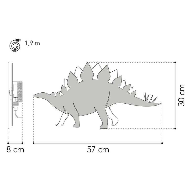 Load image into Gallery viewer, Van tjalle en jasper - dino wandlamp stegosaurus - hout
